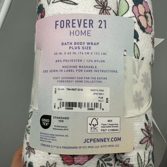 Floral Shower Curtain Matching Bath Body Wrap Only Set Plus Size - Picture 3 of 6